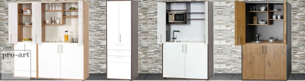 pro-art designLINE Schrankküchen mit geteilten Falttüren bei Fachberatung inOne 
